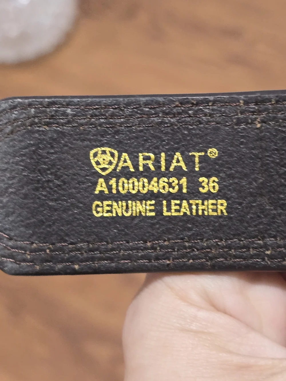 Ariat Dark Brown Leather Belt with Crumrine Silver and Gold Western Buckle 36